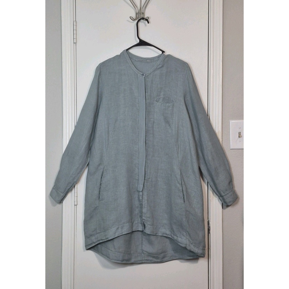 Transit Par Such Linen Tunic Top 3(Large) Made in Italy Lagenlook Hi-Low Buttons